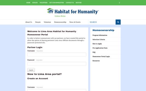 Homeowner Portal Login - Habitat for Humanity - Lima Area