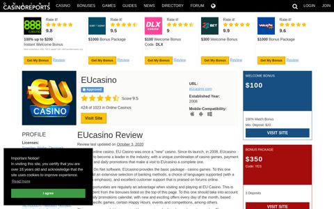 EUcasino - Review | Online Casino Reports