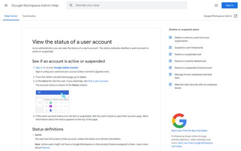View the status of a user account - Google Workspace Admin ...