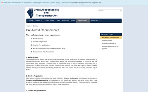 Pre-Award Requirements - Grantee - Illinois.gov