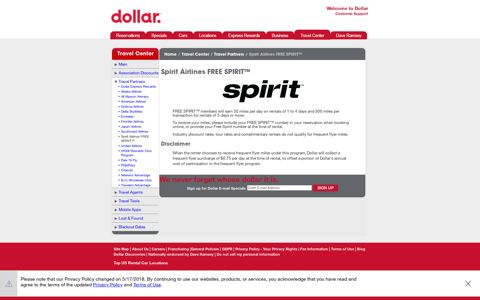 Spirit Airlines FREE SPIRIT™ | Car Rental Discount | Dollar