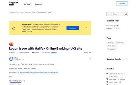 Logon issue with Halifax Online Banking (UK) site | Firefox ...