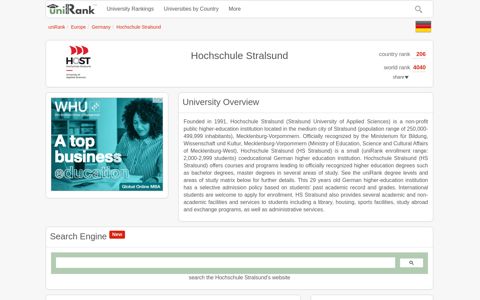 Hochschule Stralsund | Ranking & Review - uniRank