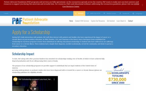 Apply for a Scholarship - Patient Advocate Foundation