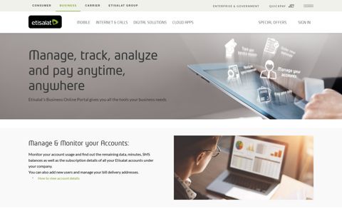 Business Online Portal - Etisalat UAE