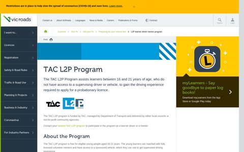 TAC L2P Program : VicRoads