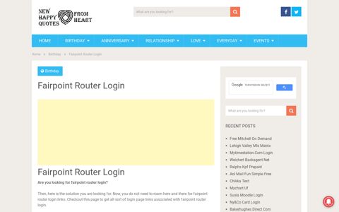 Fairpoint Router Login - New Happy Quotes