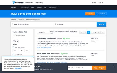 Www elance com sign up Jobs, Employment | Freelancer