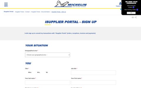 iSupplier Portal - Sign up - Michelin - DGA
