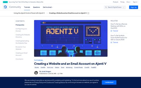 Creating a Website and an Email Account on Ajenti V ...