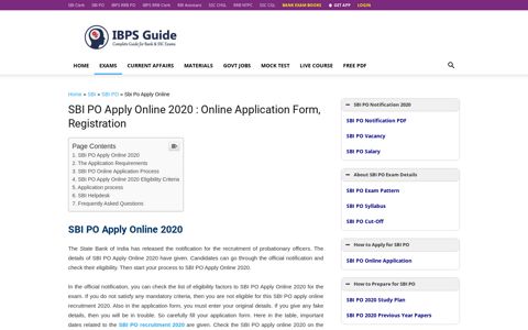 SBI PO Apply Online 2020 : Online Application ... - IBPS Guide