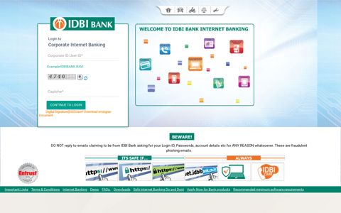 IDBI e-Banking:Corporate Internet Banking