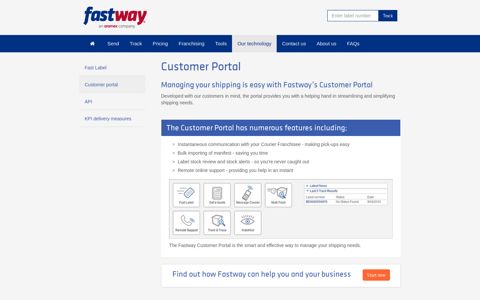 Customer portal - Fastway Couriers