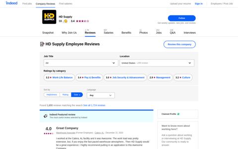 HD Supply Employee Reviews - Indeed