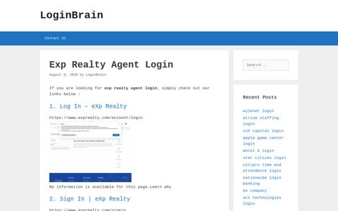 Exp Realty Agent - Log In - Exp Realty - LoginBrain