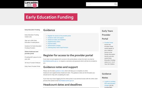 Early Education Funding - Online headcount and provider portal