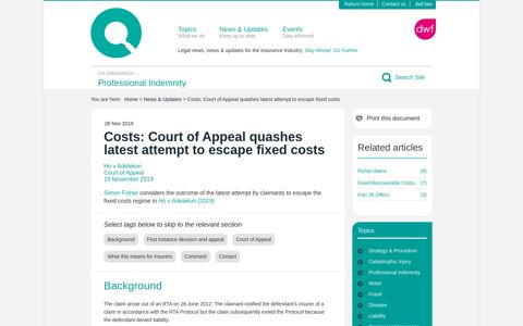 Costs: Court of Appeal quashes latest attempt to escape fixed ...
