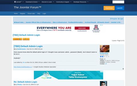 [TBD] Default Admin Login - Joomla! Forum - community, help ...