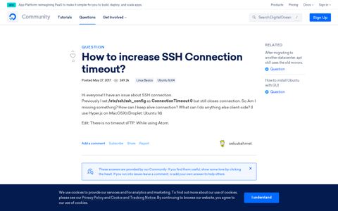 How to increase SSH Connection timeout? | DigitalOcean