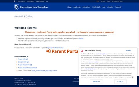 Parent Portal | University of New Hampshire