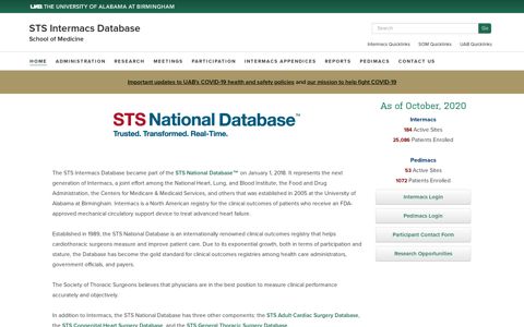 STS Intermacs Database - UAB