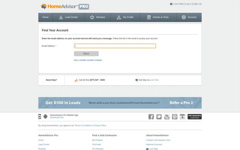Login | HomeAdvisor.com - HomeAdvisor Pro