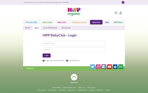 Sign in | HiPP Organic