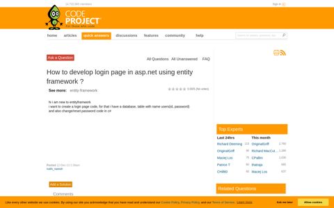 How to develop login page in asp.net using entity framework