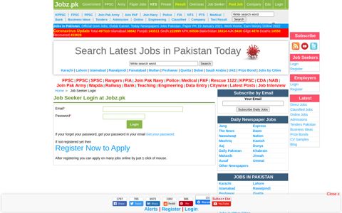 Job Seeker Login at Jobz.pk
