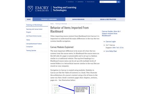 Behavior of Items Imported From Blackboard - Emory Canvas