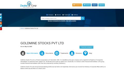 GOLDMINE STOCKS PVT LTD - Company, directors and ...