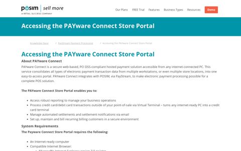 Accessing the PAYware Connect Store Portal - Posim
