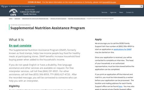 Supplemental Nutrition Assistance Program - Cabinet for ...