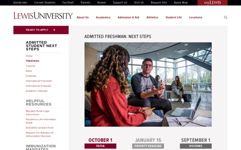 Admissions | Next Steps for Admitted Undergraduate Freshman
