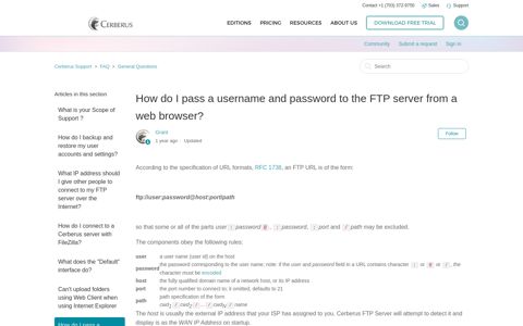 How do I pass a username and password to the FTP server ...