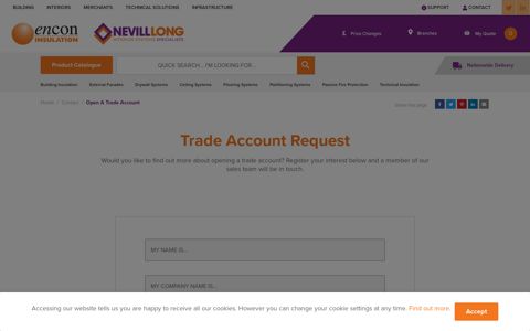 Open a Trade Account | Encon Insulation & Nevill Long