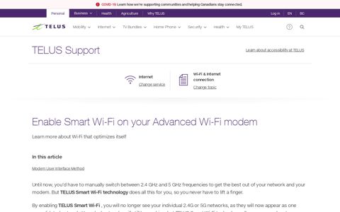 Enable Smart Wi-Fi on Advanced Wi-Fi modem | TELUS Support