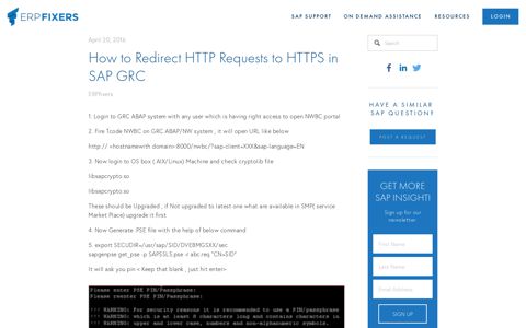 How to Redirect HTTP Requests to HTTPS in SAP GRC