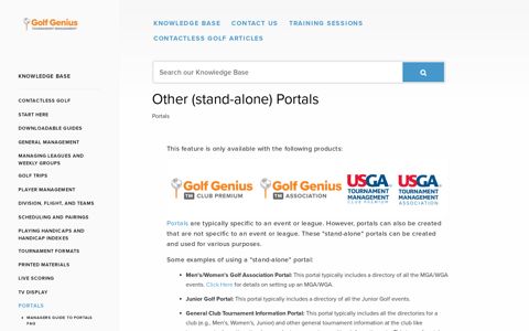 Other (stand-alone) Portals - Golfgenius