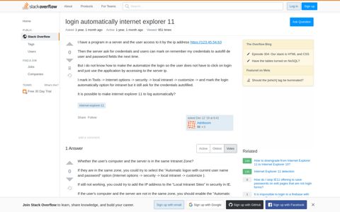 login automatically internet explorer 11 - Stack Overflow