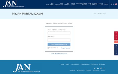 MyJAN Portal: Login - Job Accommodation Network