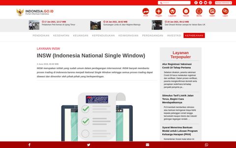 INSW (Indonesia National Single Window) | Indonesia.go.id