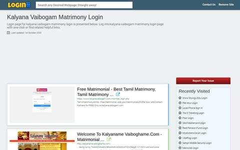 Kalyana Vaibogam Matrimony Login - Loginii.com