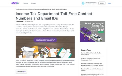 Income Tax Department Toll-Free Contact Numbers & Email IDs