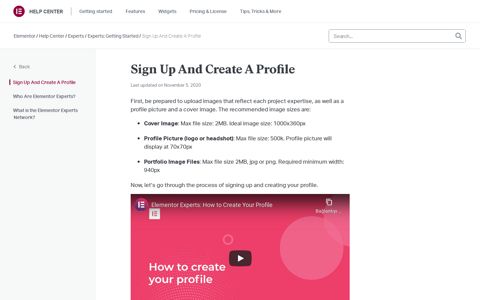 Sign Up And Create A Profile | Elementor