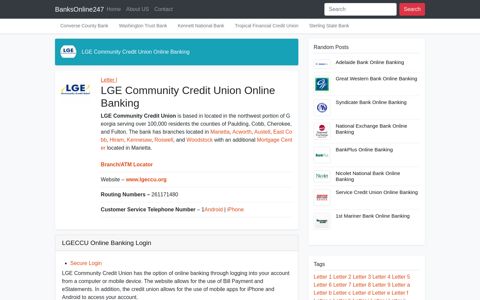LGECCU Online Banking Login - BanksOnline247