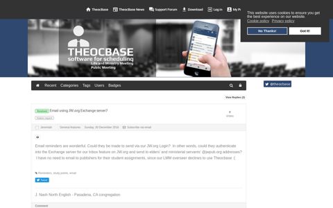 Email using JW.org Exchange server? - TheocBase