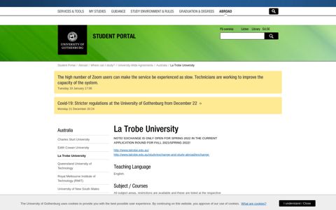 La Trobe University – Student Portal