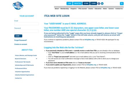 ITEA Web Site Login