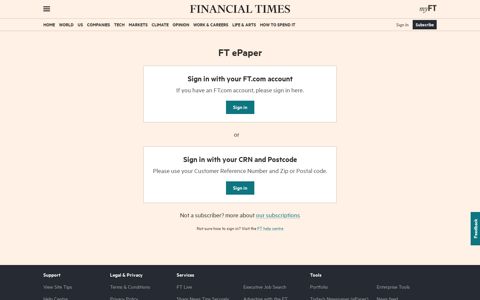 Sign in with your FT.com account - Today's Newspaper ...